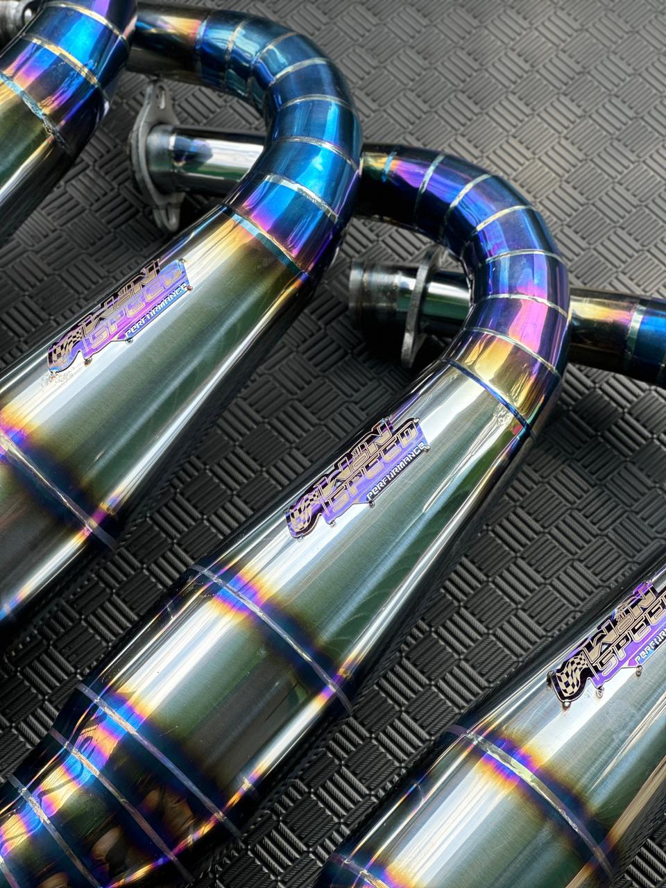 Set, Exhaust Chamber Stainless Half Blue PDK UNDERWEAR MODEL, Stainless , YAMAHA RX KING, RXS, RXT - Image 3