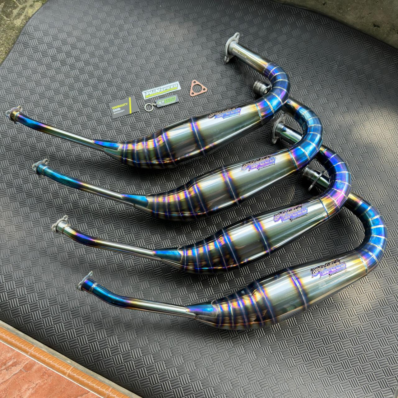 Set, Exhaust Chamber Stainless Half Blue PDK UNDERWEAR MODEL, Stainless , YAMAHA RX KING, RXS, RXT - Image 5