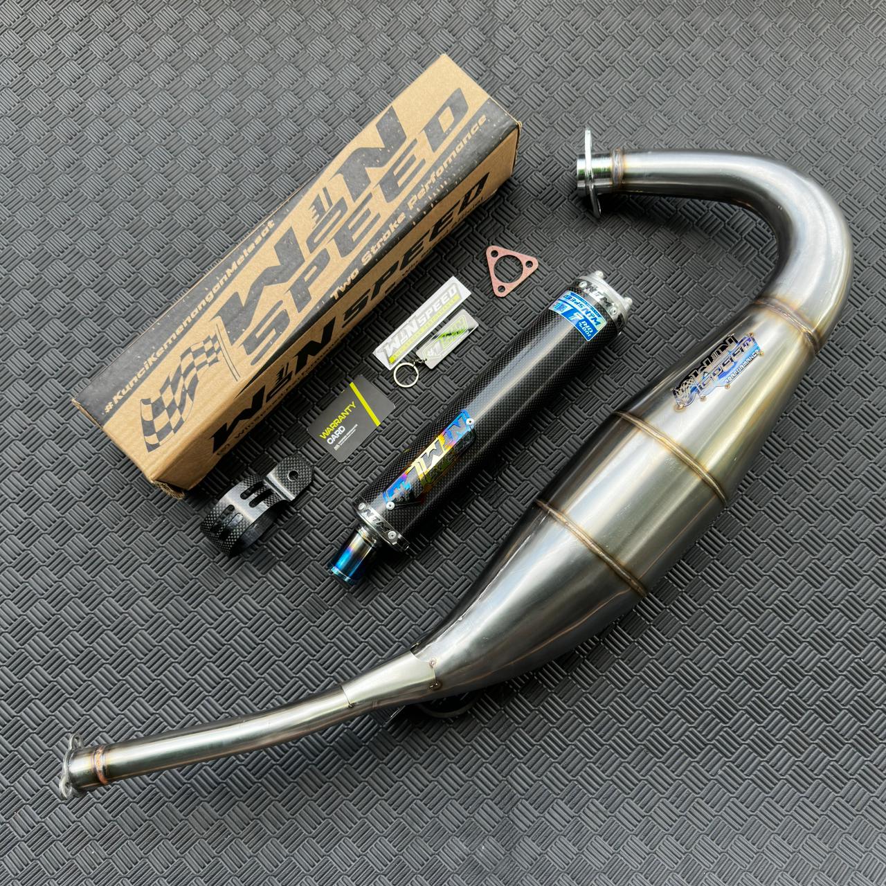 Fullsystem Silencers Carbon Plain Glossy , Exhaust Chamber Step Standar, Stainless Press , KR150, KRR150, KRR150ZX, Serpico - Image 4