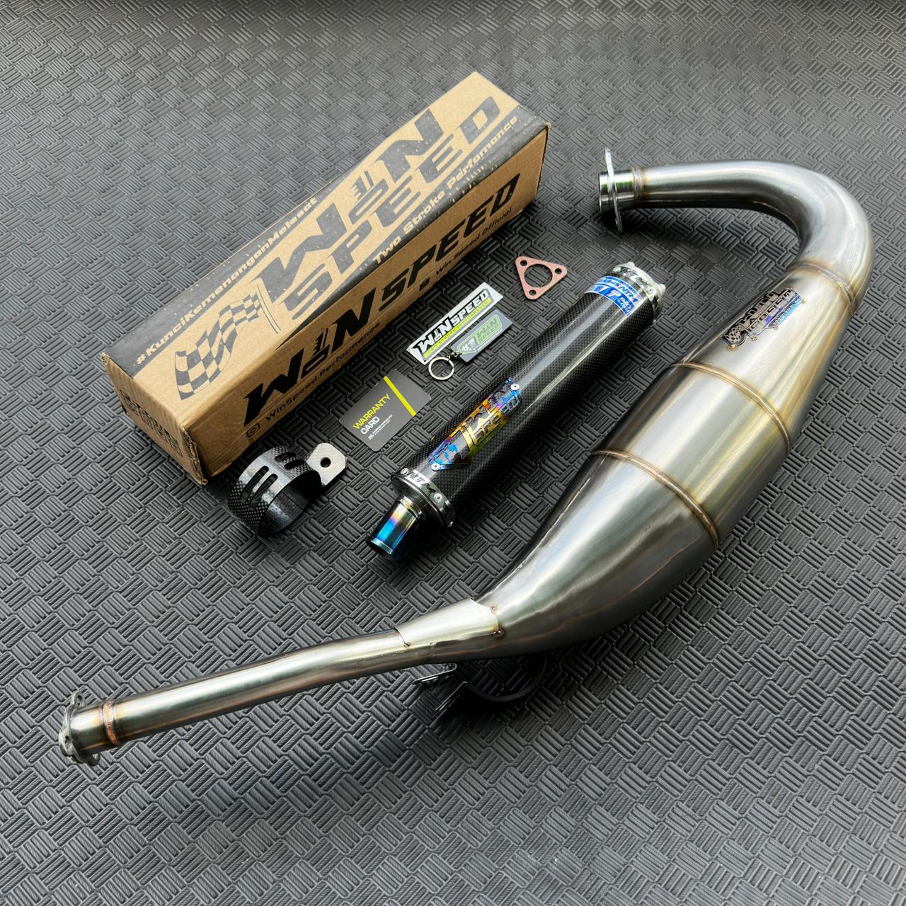Fullsystem Silencers Carbon Plain Glossy , Exhaust Chamber Step Standar, Stainless Press , KR150, KRR150, KRR150ZX, Serpico