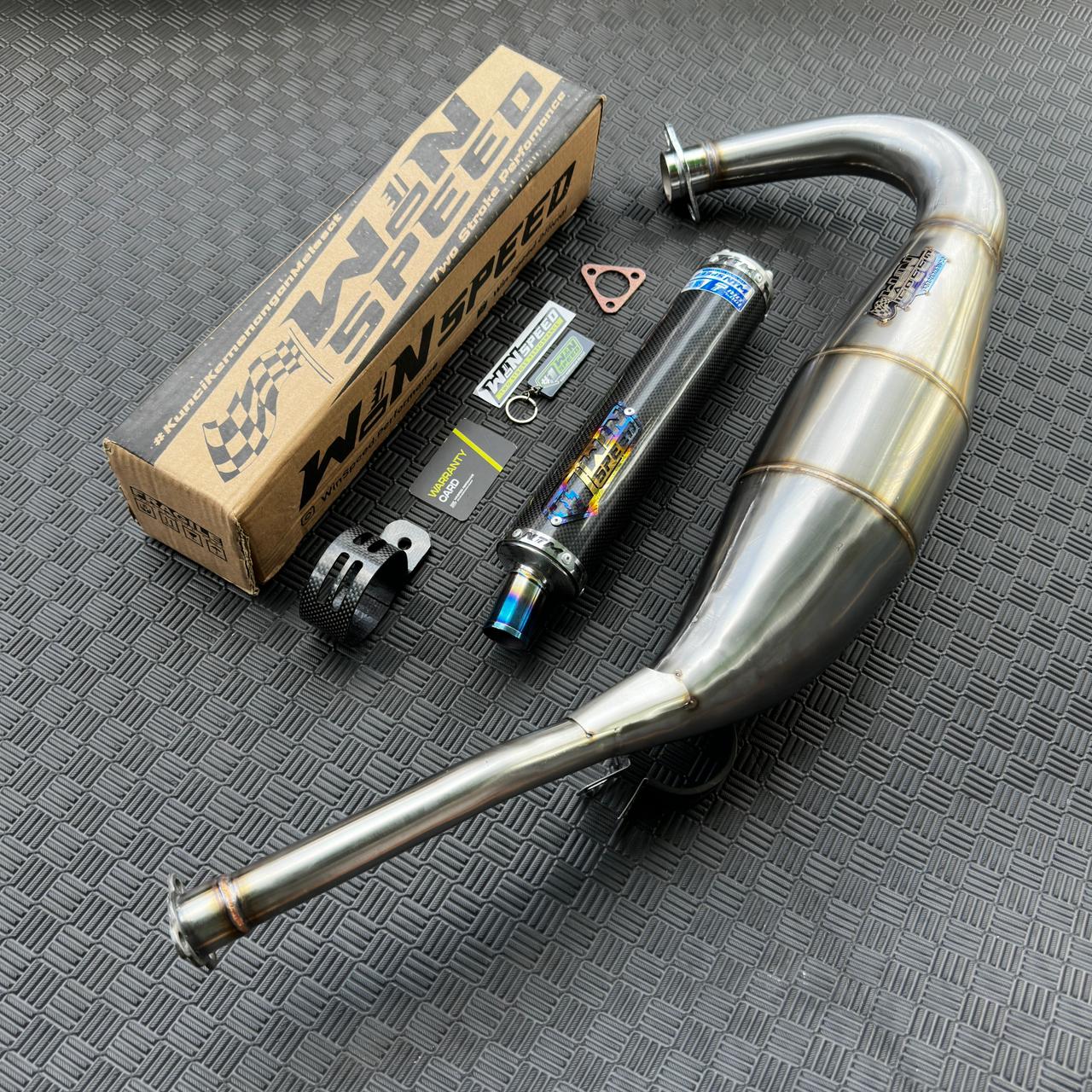 Fullsystem Silencers Carbon Plain Glossy , Exhaust Chamber Step Standar, Stainless Press , KR150, KRR150, KRR150ZX, Serpico - Image 6