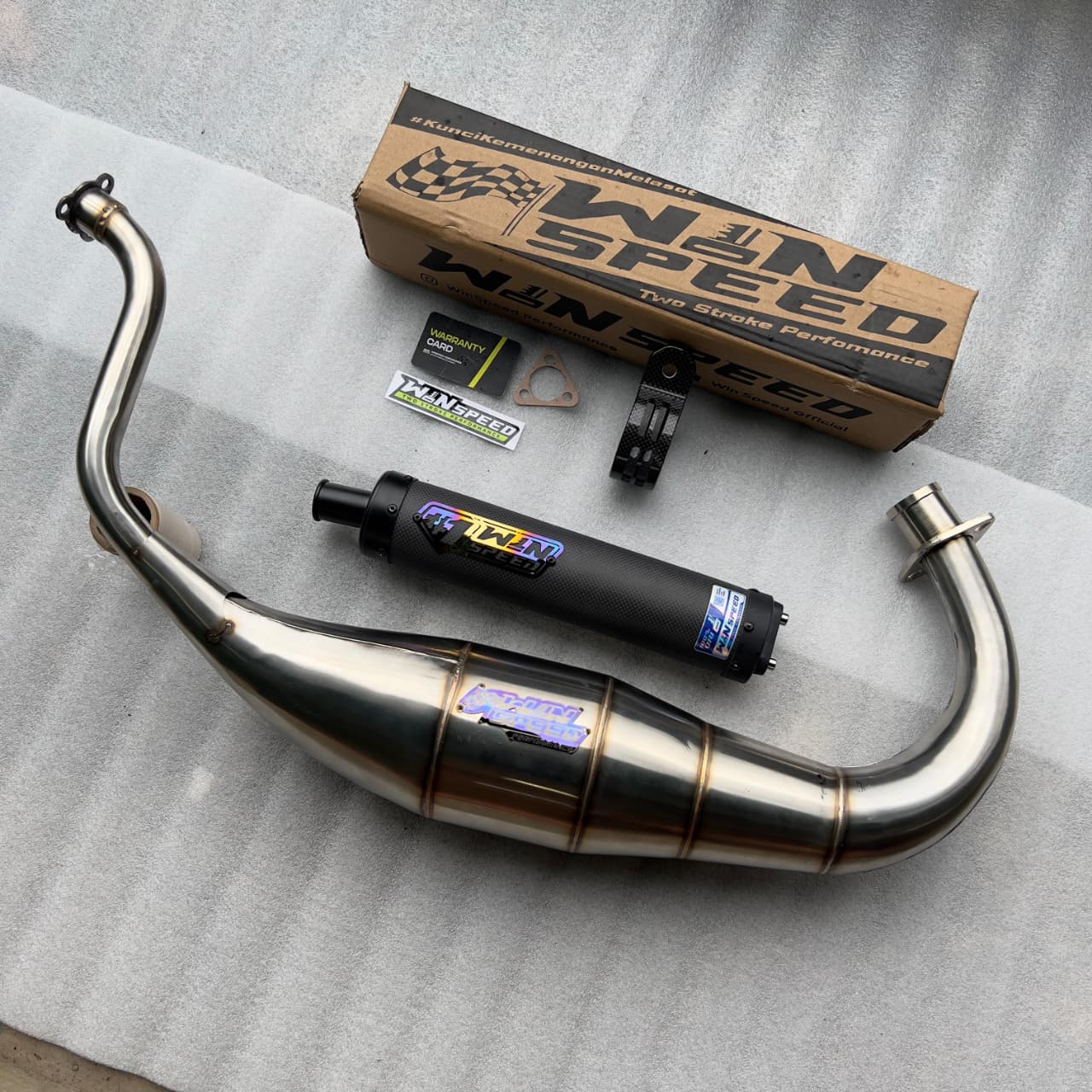 Fullsystem Silencers Carbon Plain Doff Endcap CNC , Exhaust Chamber Super Cobra, Stainless Press , KR150, KRR150, KRR150ZX, Serpico