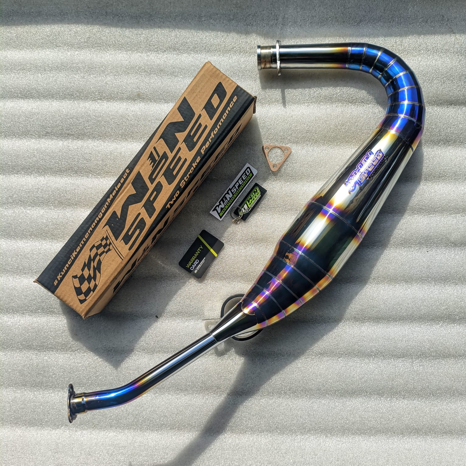 Set, Exhaust Chamber Stainless Half Blue PDK UNDERWEAR MODEL, Stainless , YAMAHA RX KING, RXS, RXT