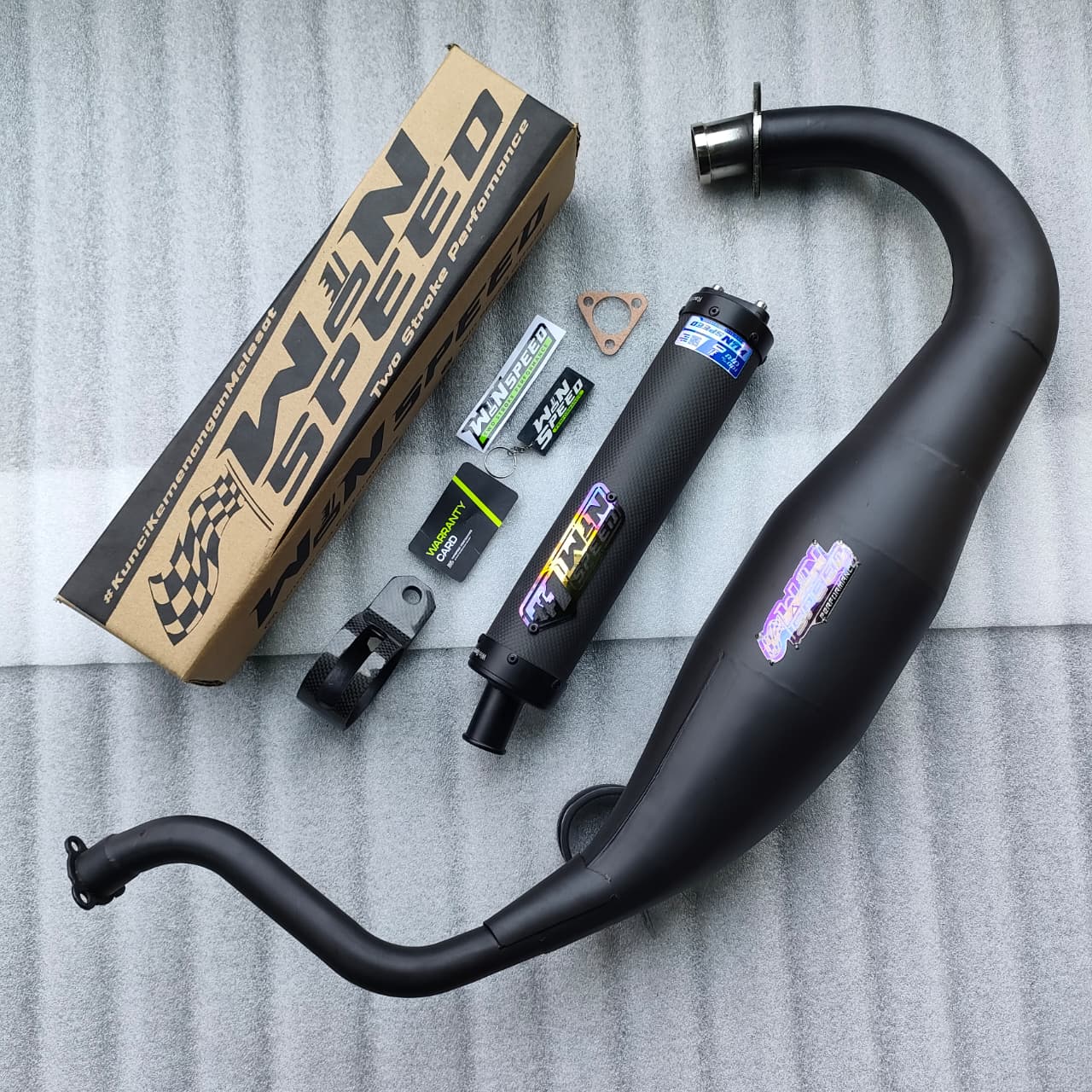 Fullsystem Silencers Carbon Plain Doff Endcap CNC Black , Exhaust Chamber Super Cobra, Clearcoated Mild Steel Black Coating, KR150, KRR150, KRR150ZX, Serpico