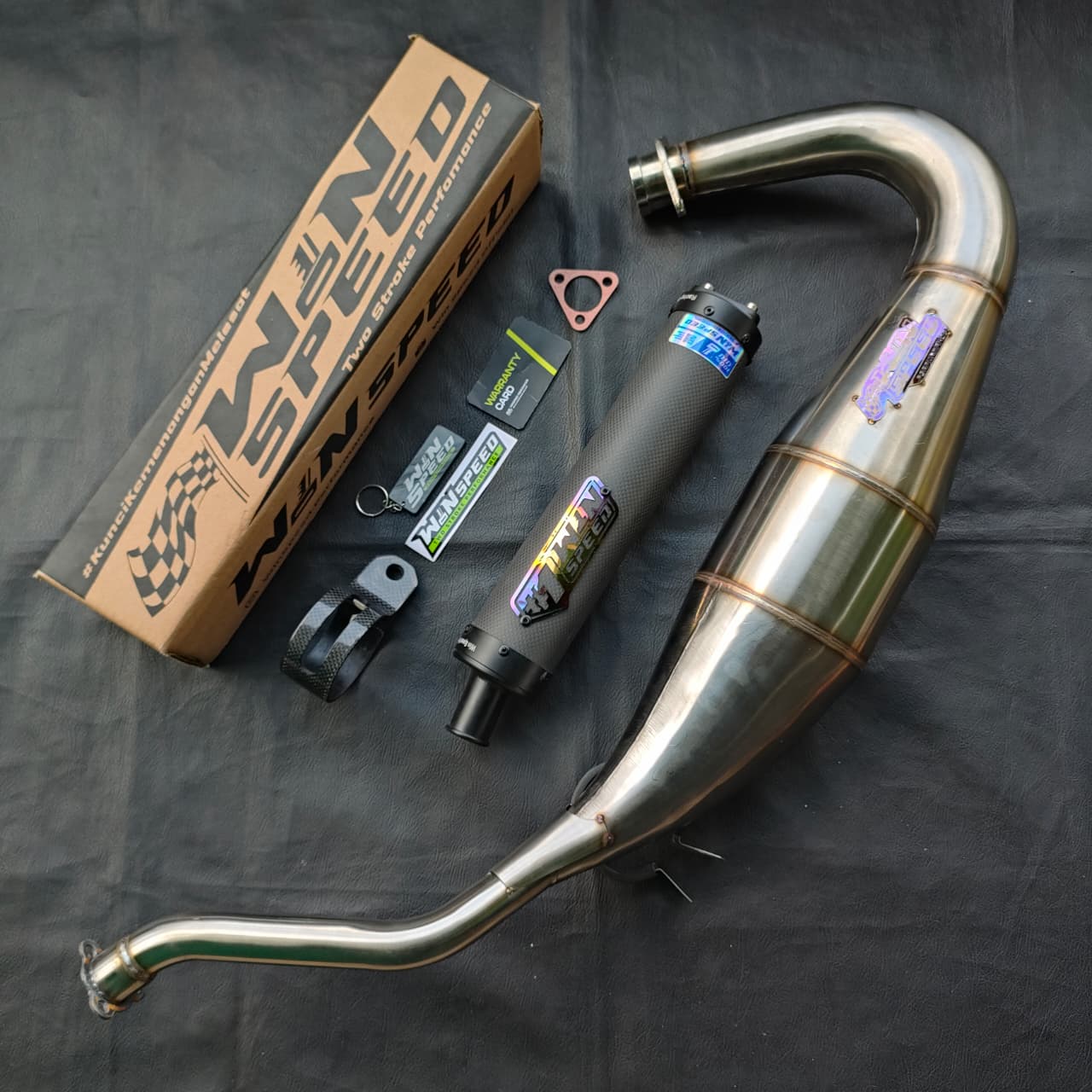 Fullsystem Silencers Carbon Plain Doff Endcap CNC , Exhaust Chamber Cobra Medium, Stainless Press , KR150, KRR150, KRR150ZX, Serpico - Image 2