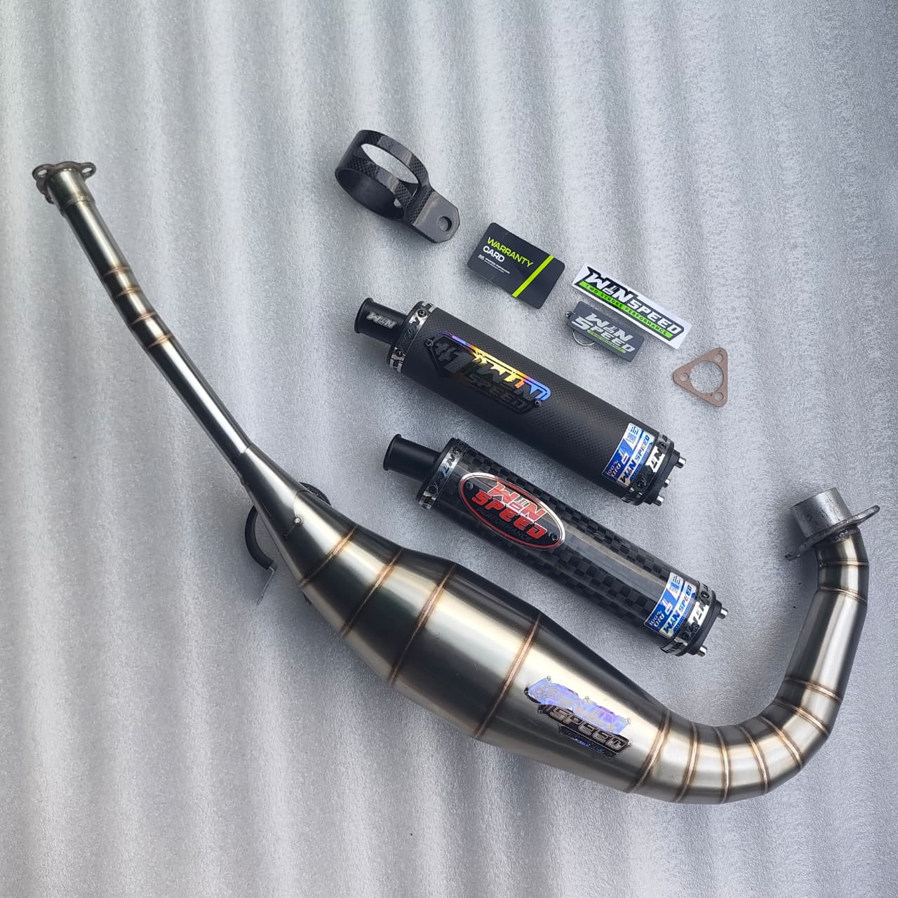 Fullsystem Silencers Carbon Spreadtow & Plain Doff , Exhaust Chamber Stainless Cobra Underpass , Suzuki RG-R / RG-V / TXR 150