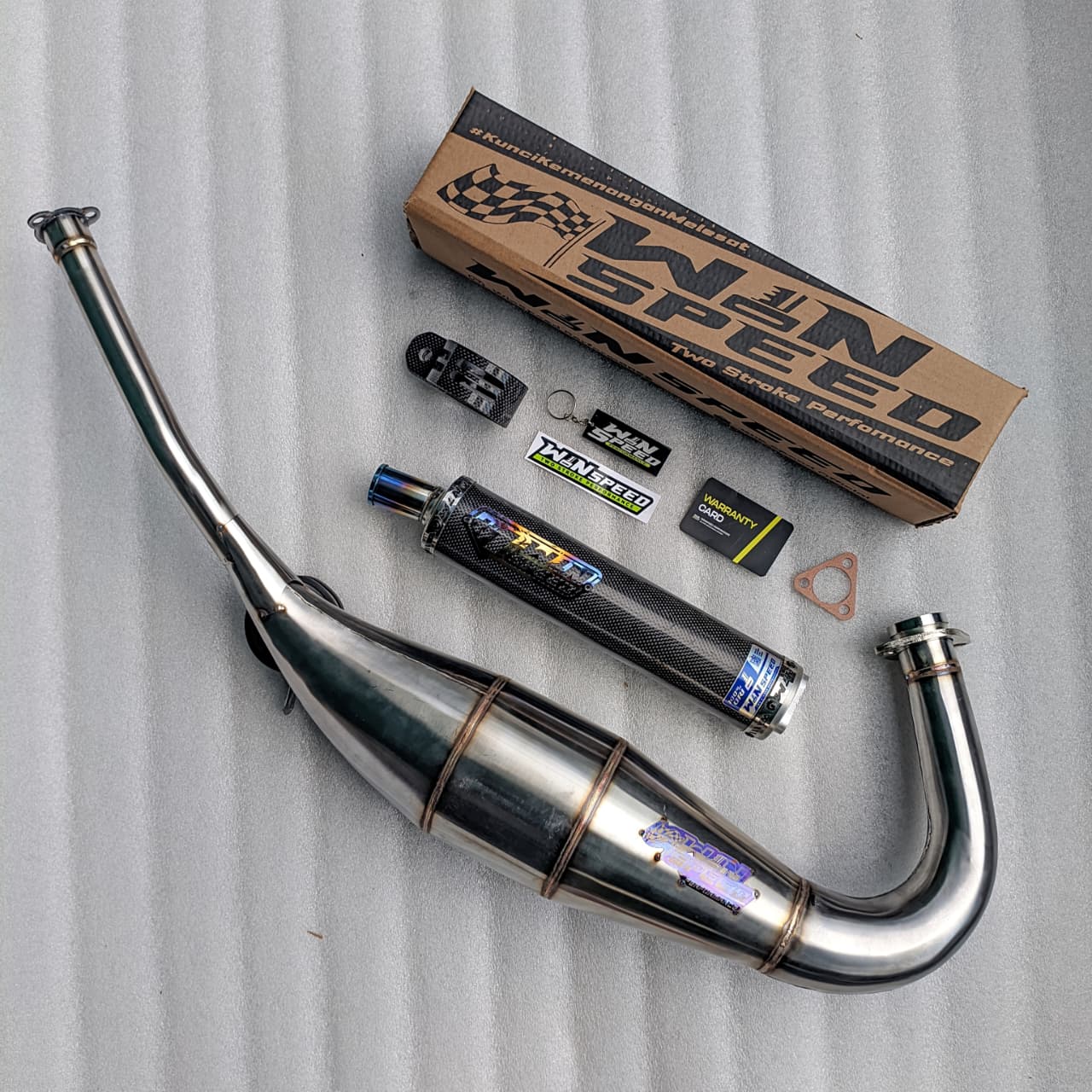 Fullsystem Silencers Carbon Plain Glossy , Exhaust Chamber Step Standar, Stainless Press , KR150, KRR150, KRR150ZX, Serpico - Image 2