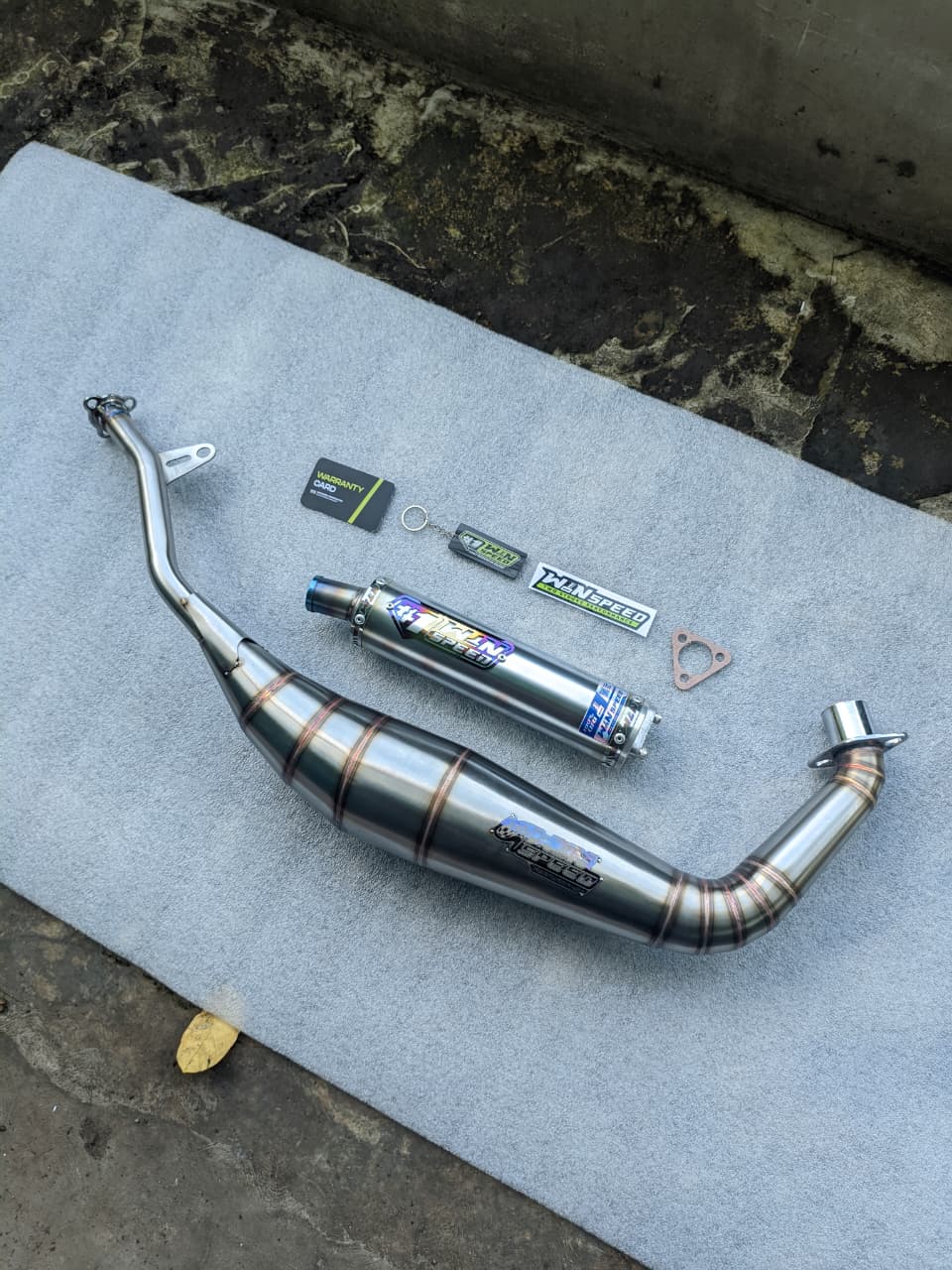 Fullsystem Silencers Stainless Half Blue , Exhaust Chamber Stainless Cobra Underpass , Satria 2tak Hiu/Lumba/RGV/RGX - Image 2