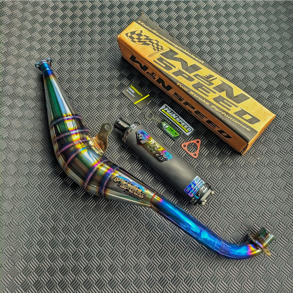 Fullsystem Silencer Carbon Plain Doff , Exhaust Chamber Stainless Half Blue BM POWER Side Model , YAMAHA F1ZR, F1Z, FORCE ONE - Image 3
