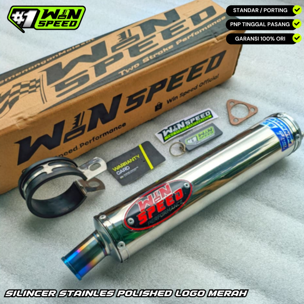 SILENCERS STAINLEES POLISHED LOGO RED MUZZLE HALF BLUE ORIGINAL WINSPEED