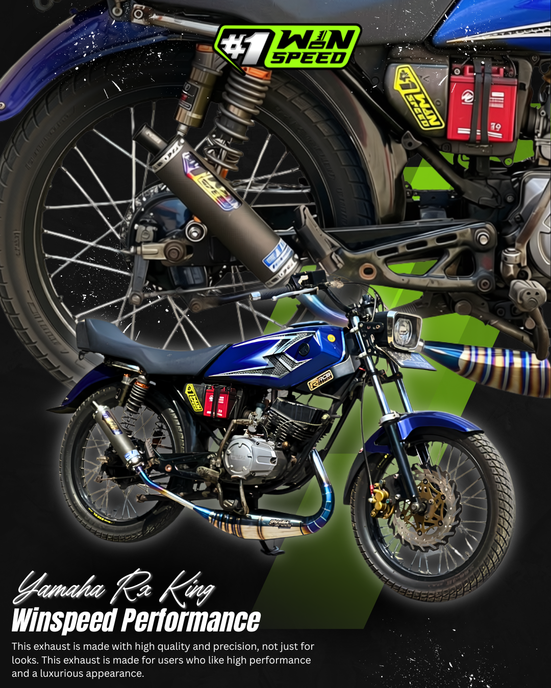 Fullsystem Silencer Carbon Plain Doff & Catur Glossy , Exhaust Chamber Stainless Half Blue PDK undercarriage model , YAMAHA RX KING | RXS | RX SERIES - Image 5