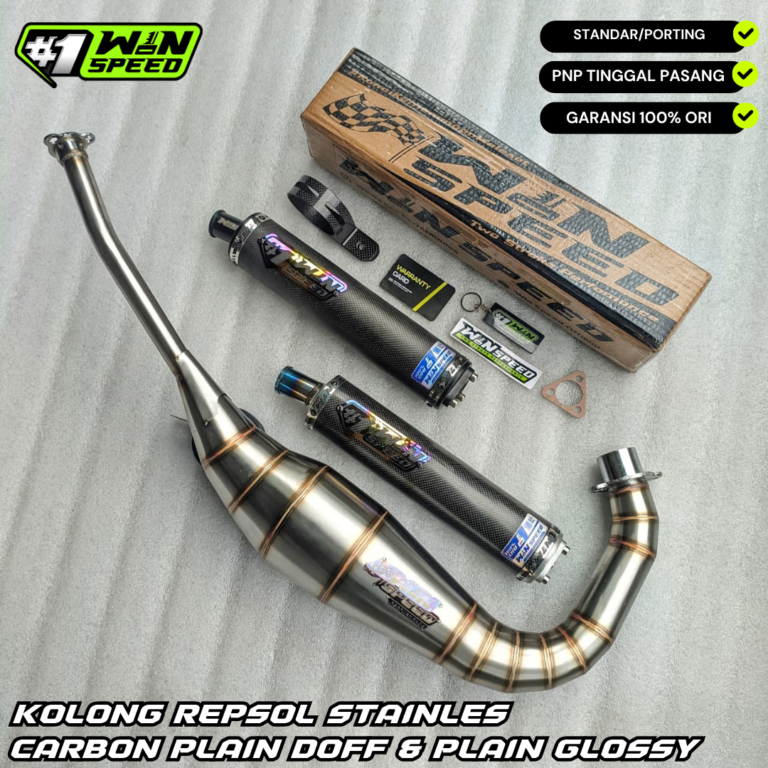 Fullsystem Silencers Carbon Plain Doff & Glossy , Exhaust Chamber Stainless Cobra Underpass , Suzuki RG-R / RG-V / TXR 150
