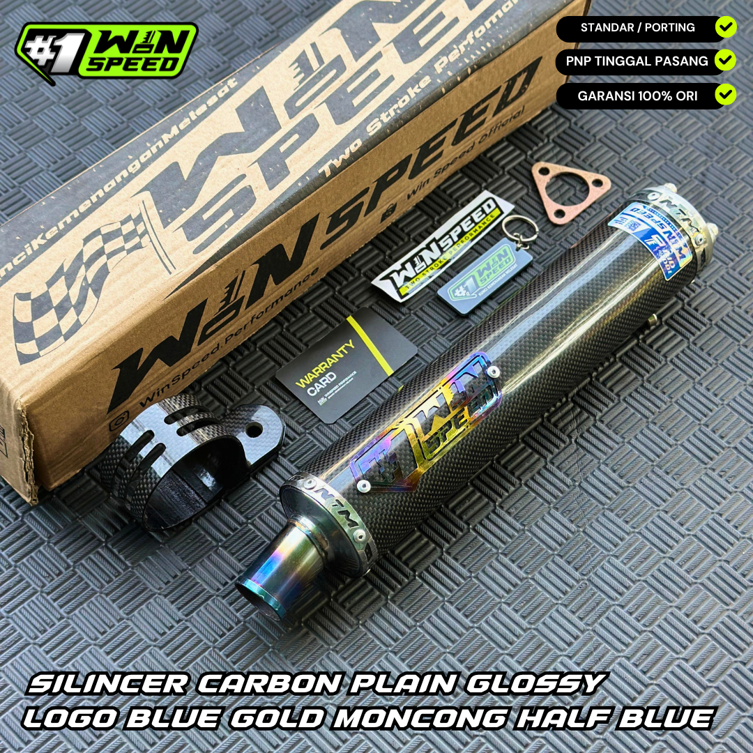 SILINCER CARBON PLAIN GLOSSY LOGO STAINLES BLUE GOLD ORIGINAL WINSPEED