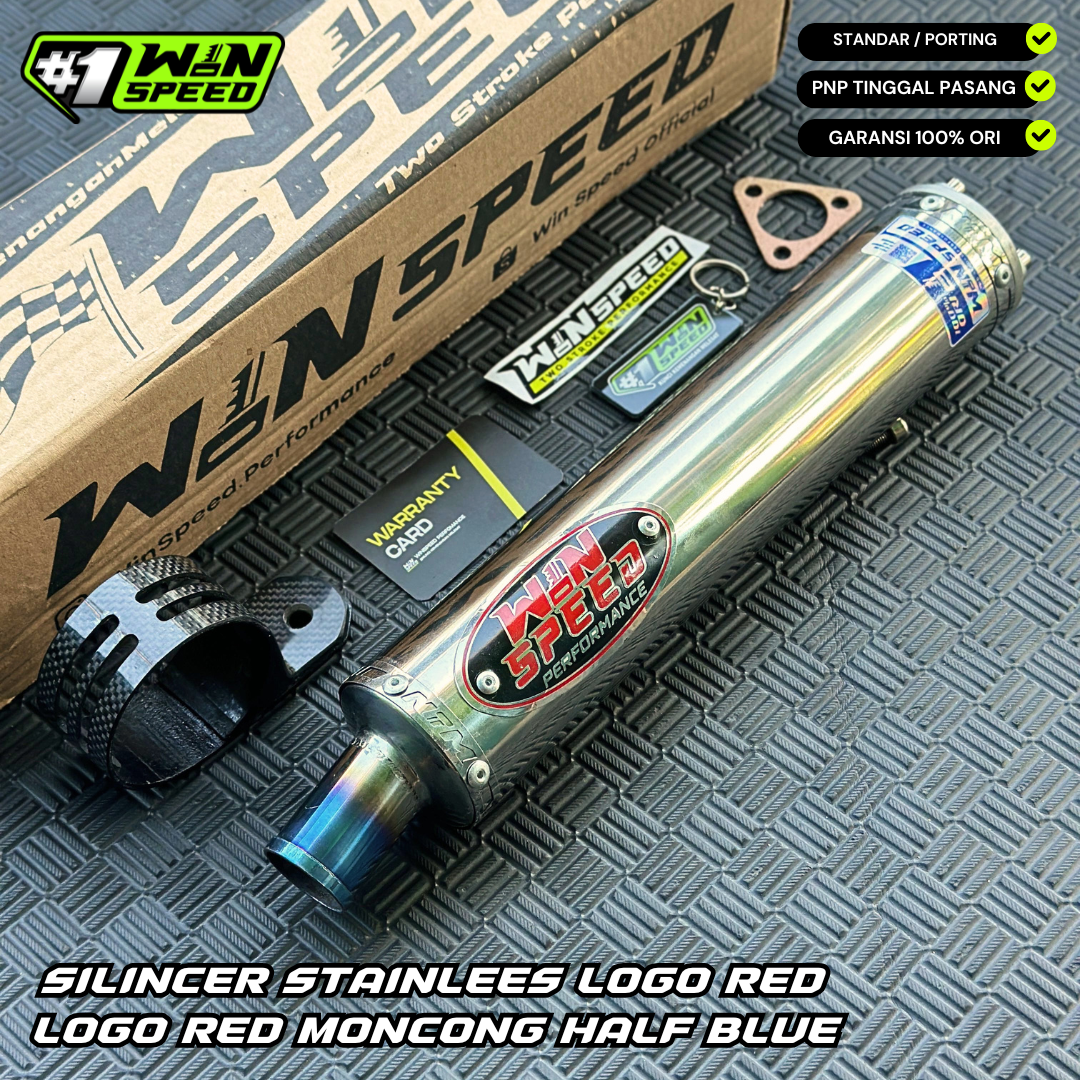 SILENCERS STAINLEES POLISHED LOGO RED MUZZLE HALF BLUE ORIGINAL WINSPEED