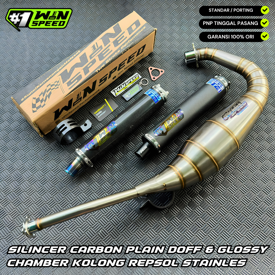 Fullsystem Silencers Carbon Plain Doff & Glossy , Exhaust Chamber Stainless Cobra Underpass , Suzuki RG-R / RG-V / TXR 150
