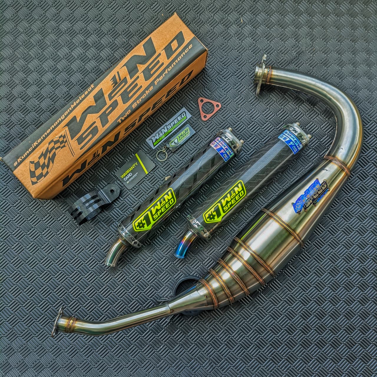 Fullsystem Silencer Carbon Jaguar & Lightning, Exhaust Chamber Stainless PDK undercarriage model , YAMAHA RX KING | RXS | RX SERIES