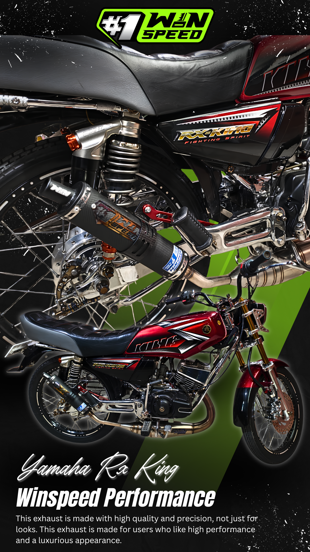 Fullsystem Silencer Carbon Plain Doff & Spreadtow, Exhaust Chamber Stainless PDK undercarriage model , YAMAHA RX KING | RXS | RX SERIES - Image 7