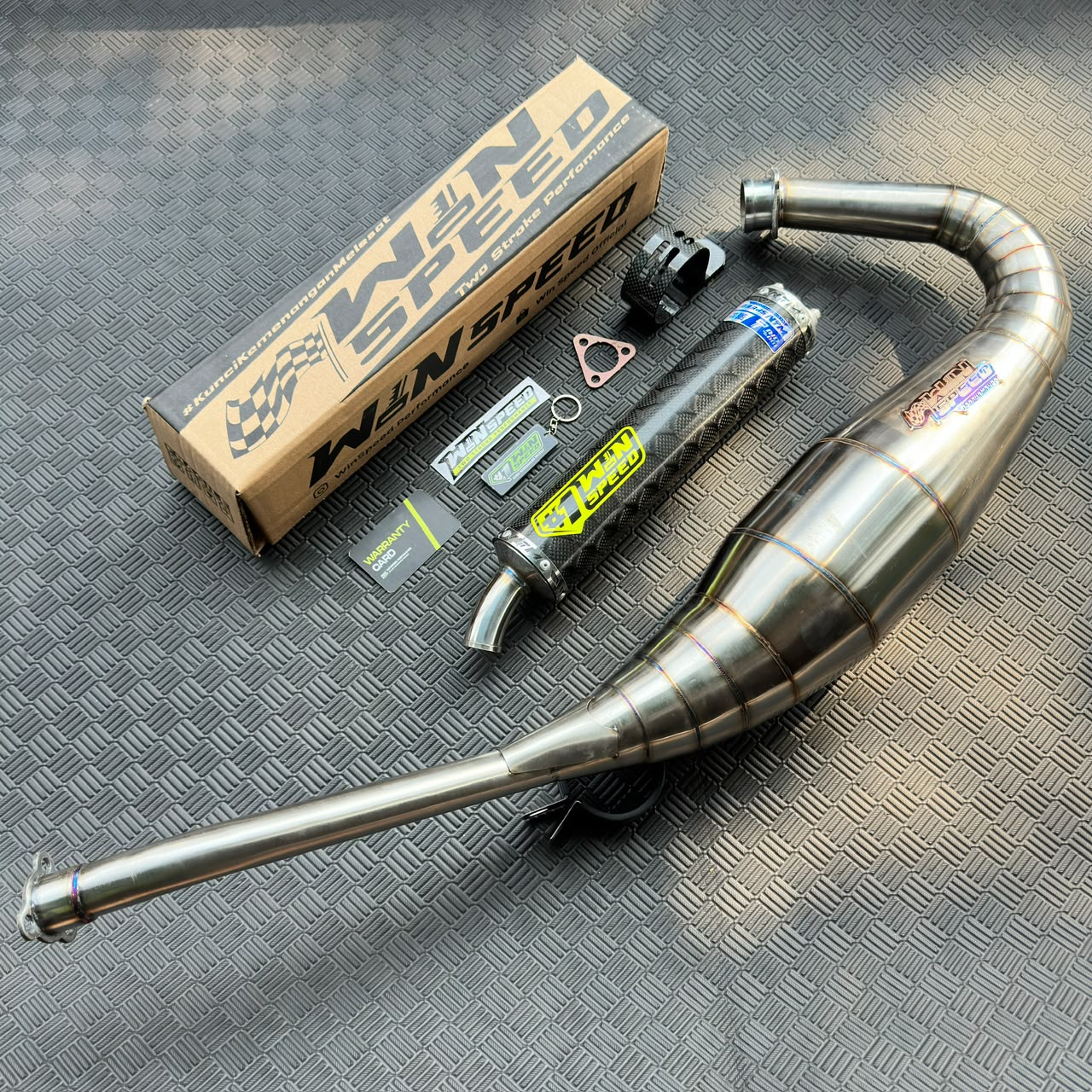 Fullsystem Silencers Carbon Jaguar & Lightning , Exhaust Chamber Standar, stainless steel worm welding , KR150, KRR150, KRR150ZX, Serpico - Image 2
