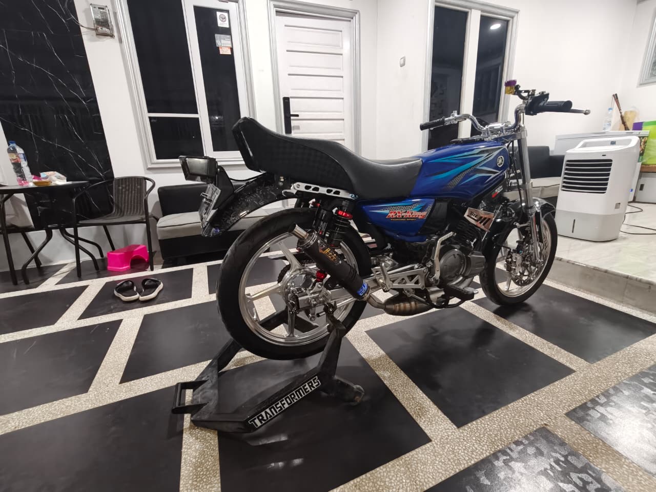 Fullsystem Silencer Carbon Plain Glossy, Exhaust Chamber Stainless PDK undercarriage model , YAMAHA RX KING | RXS | RX SERIES - Image 4