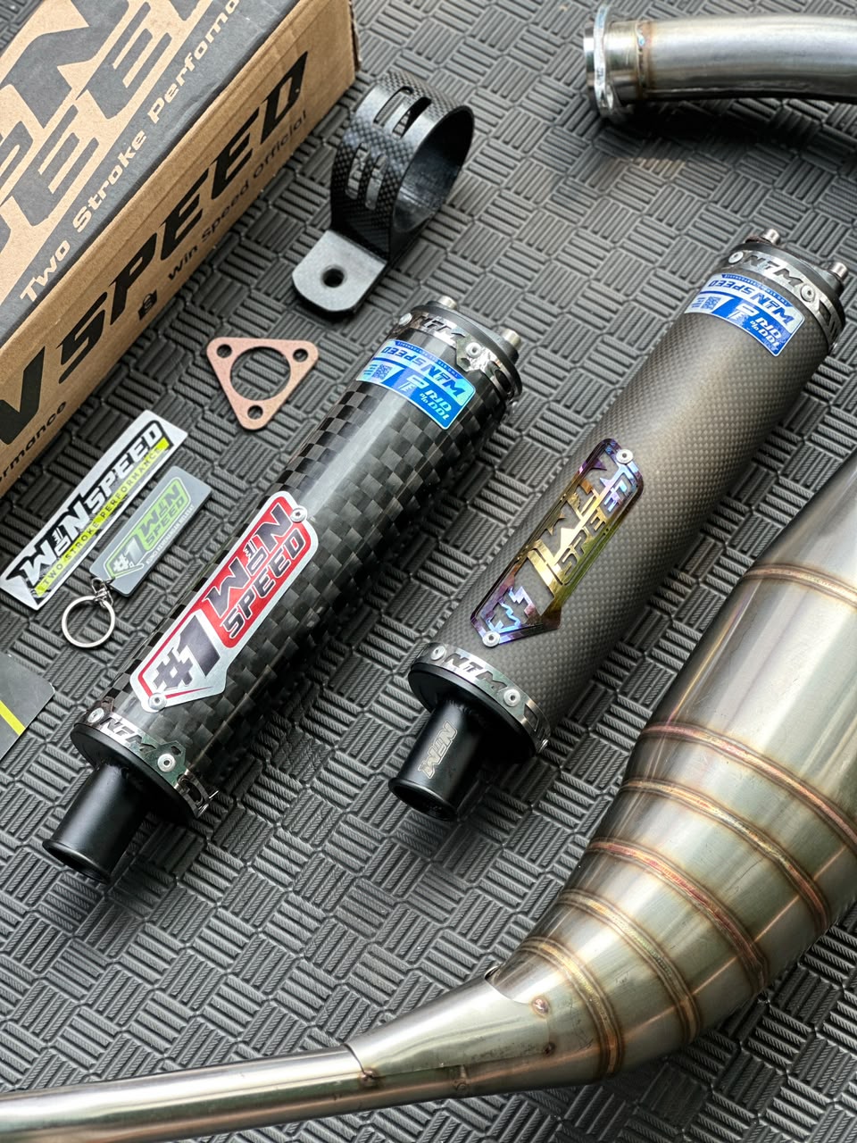 Fullsystem Silencer Carbon Plain Doff & Spreadtow, Exhaust Chamber Stainless PDK undercarriage model , YAMAHA RX KING | RXS | RX SERIES - Image 4