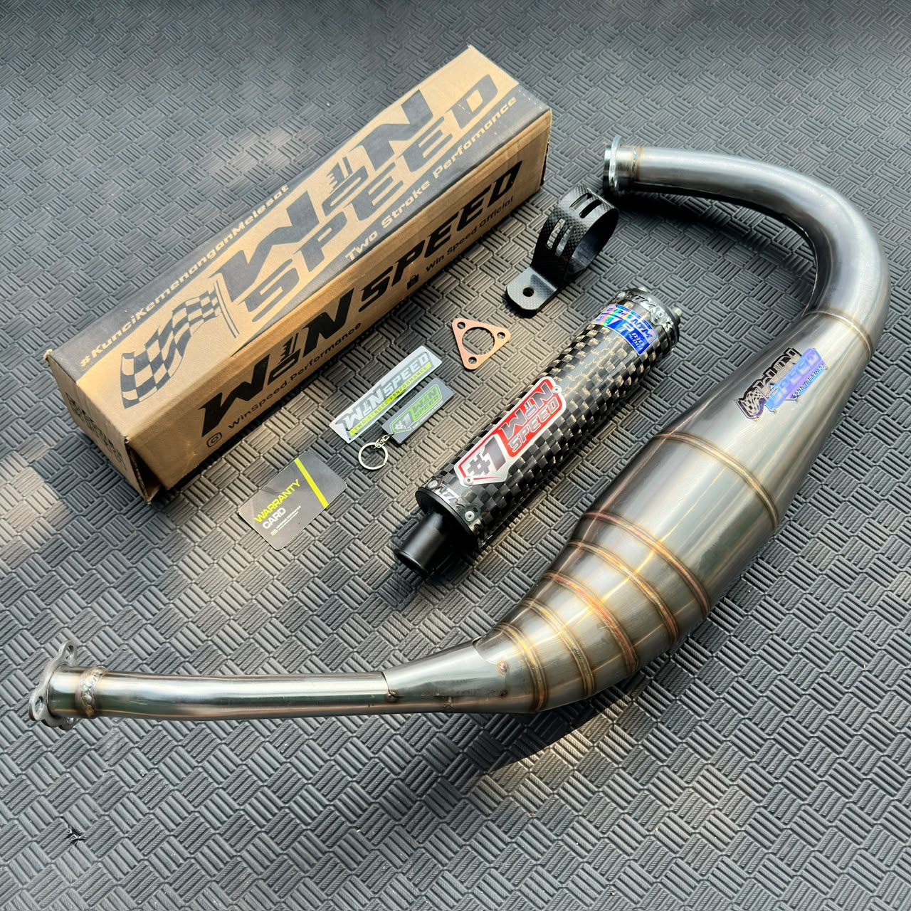 Fullsystem Silencer Carbon Plain Doff & Spreadtow, Exhaust Chamber Stainless PDK undercarriage model , YAMAHA RX KING | RXS | RX SERIES - Image 5