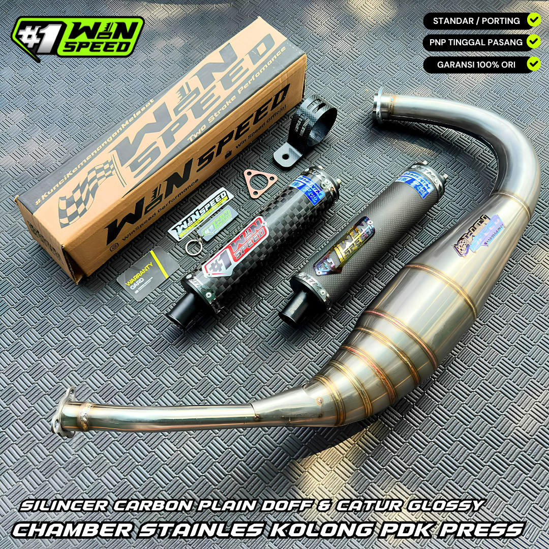 Fullsystem Silencer Carbon Plain Doff & Spreadtow, Exhaust Chamber Stainless PDK undercarriage model , YAMAHA RX KING | RXS | RX SERIES