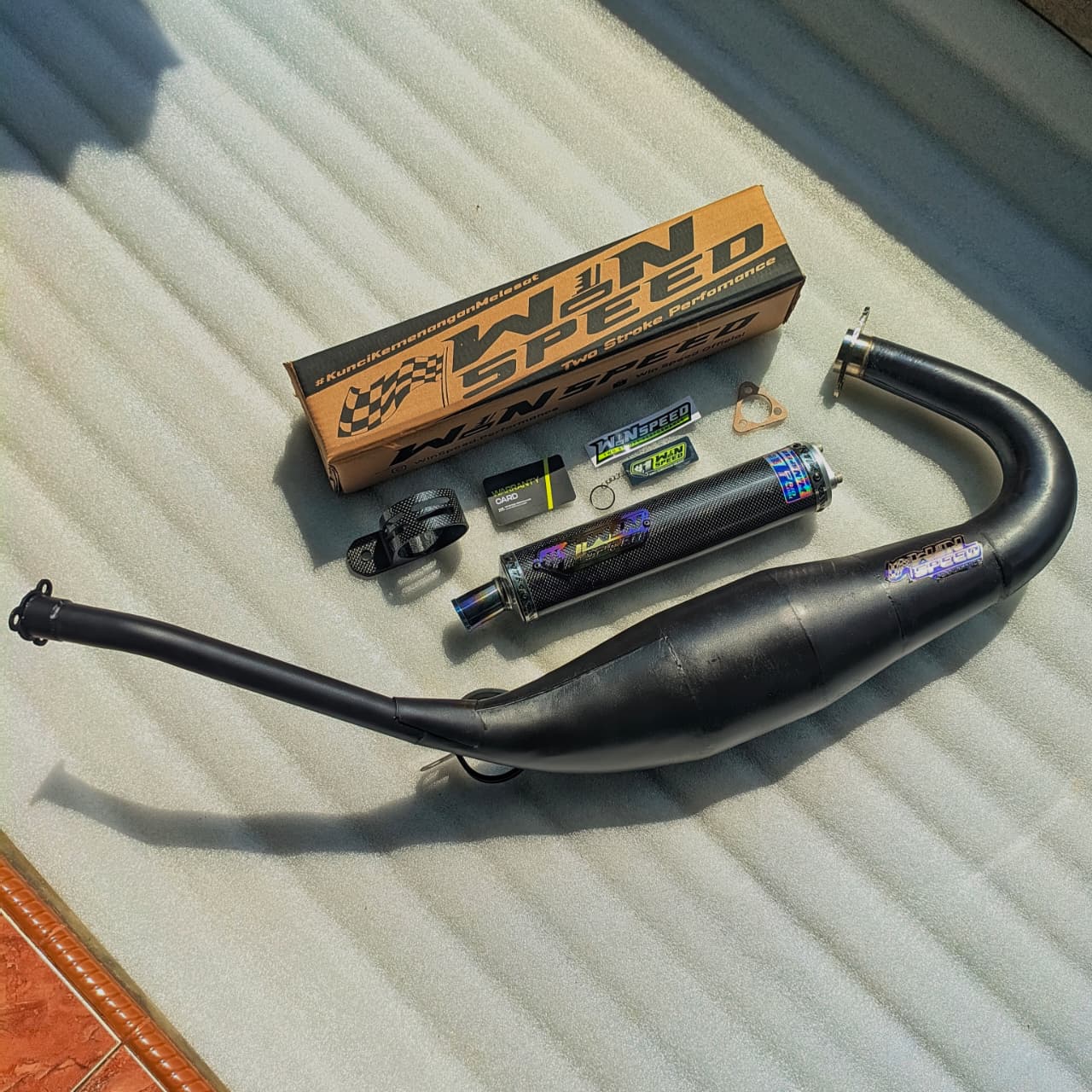 Fullsystem Silencers Twill Muzzle Titanium , Exhaust Chamber Step Standar, Clearcoated Mild Steel Black Coating, KR150, KRR150, KRR150ZX, Serpico