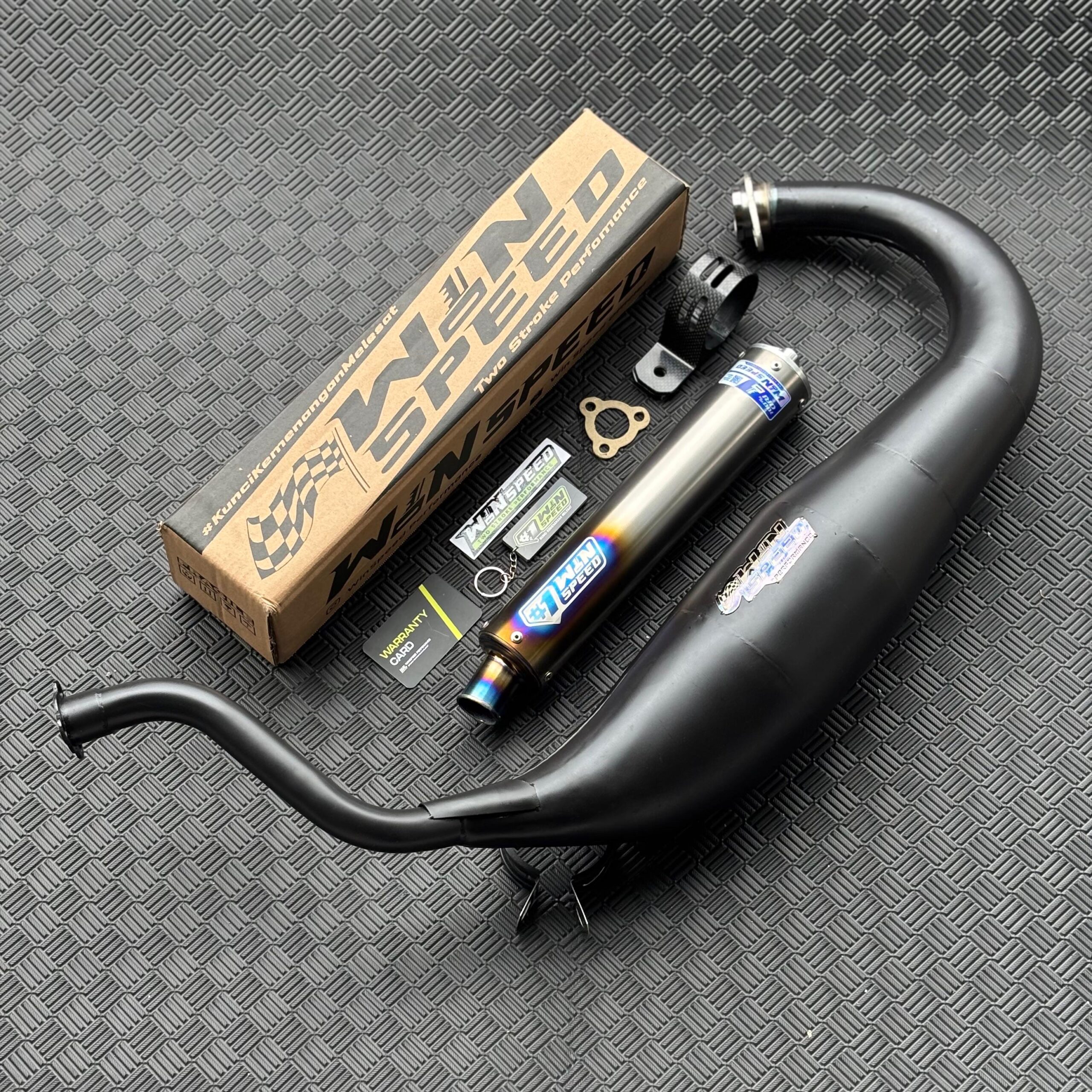 Fullsystem Silencers FULL TITANIUM , Exhaust Chamber Super Cobra, Clearcoated Mild Steel Black Coating, KR150, KRR150, KRR150ZX, Serpico