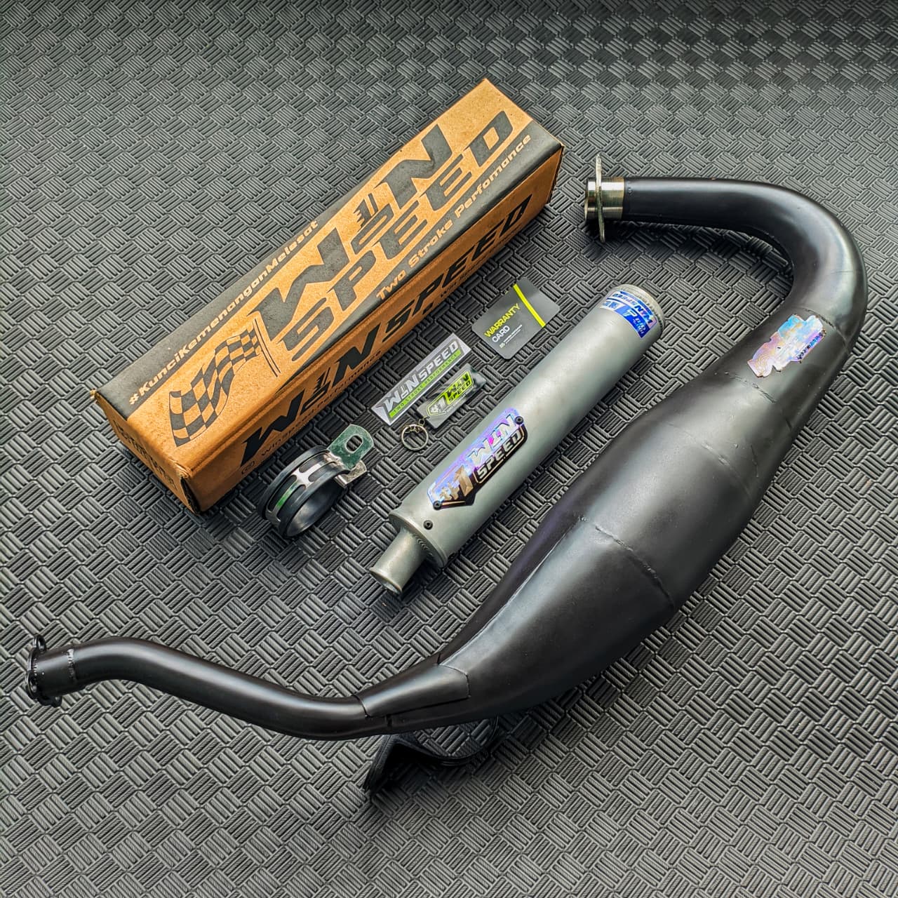 Fullsystem Silencer Almu Vapor Blasting, Exhaust Chamber Cobra Medium, Clearcoated Mild Steel Black Coating, KR150, KRR150, KRR150ZX, Serpico - Image 3