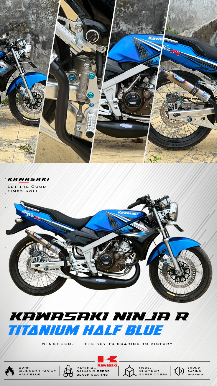 Fullsystem Silencers FULL TITANIUM , Exhaust Chamber Super Cobra, Clearcoated Mild Steel Black Coating, KR150, KRR150, KRR150ZX, Serpico - Image 10