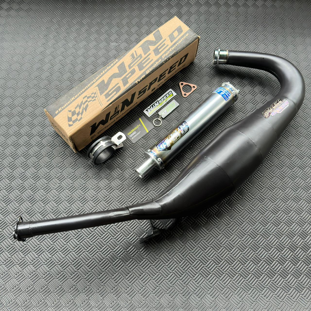 Fullsystem Silencers Stainlees Half Blue Series , Exhaust Chamber Step Standar, Clearcoated Mild Steel Black Coating, KR150, KRR150, KRR150ZX, Serpico - Image 3