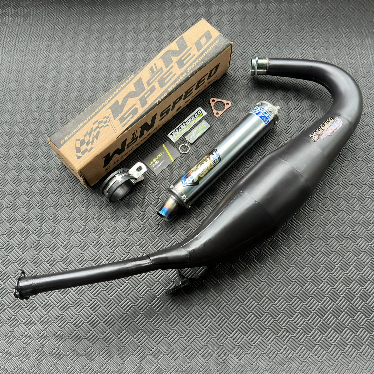 Fullsystem Silencers Stainlees Half Blue Series , Exhaust Chamber Step Standar, Clearcoated Mild Steel Black Coating, KR150, KRR150, KRR150ZX, Serpico - Image 4