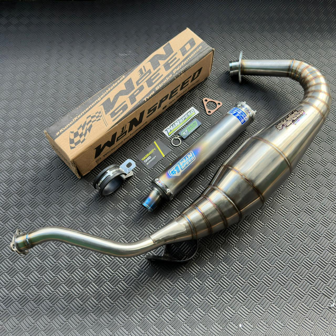 Fullsystem Silencers Half Blue Series , Exhaust Chamber Semi Cobra, stainless steel worm welding , KR150, KRR150, KRR150ZX, Serpico - Image 3