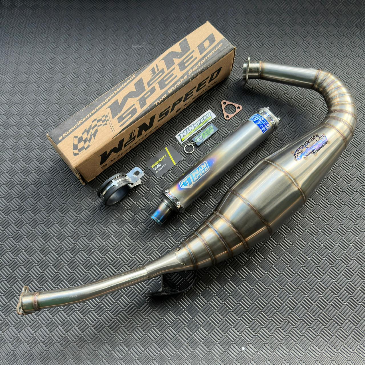 Fullsystem Silencers Stainlees Half Blue Series , Exhaust Chamber Step Standar, stainless steel worm welding , KR150, KRR150, KRR150ZX, Serpico - Image 4