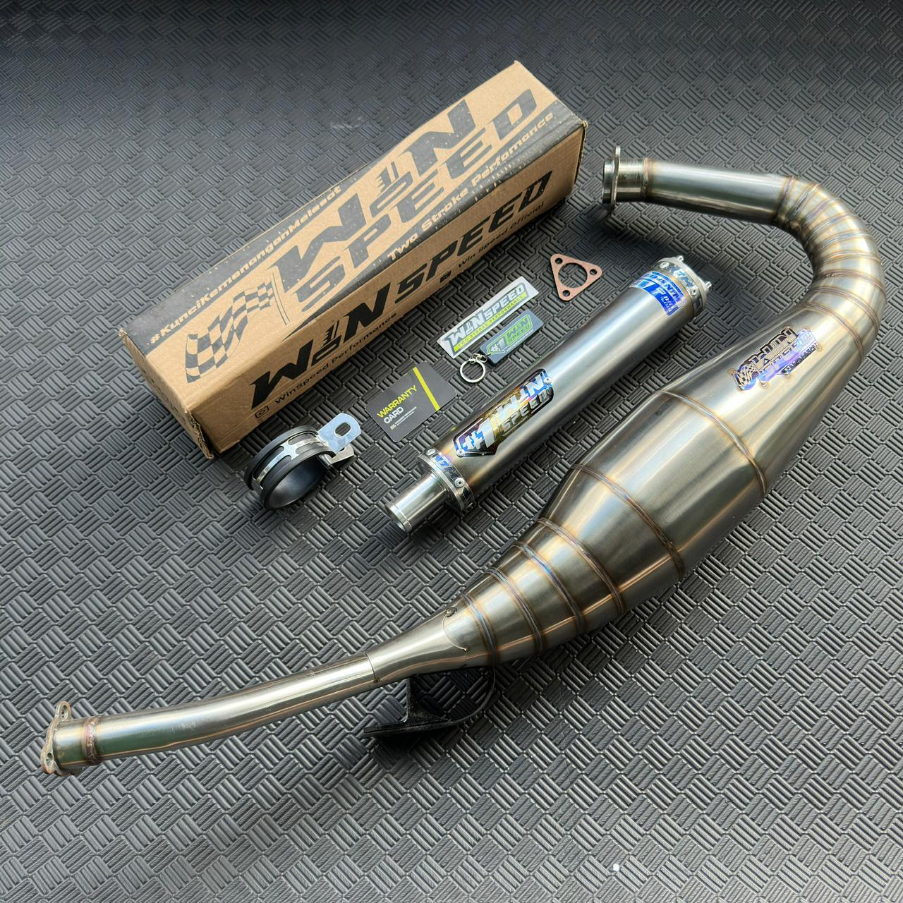 Fullsystem Silencers Stainlees Half Blue Series , Exhaust Chamber Step Standar, stainless steel worm welding , KR150, KRR150, KRR150ZX, Serpico - Image 2