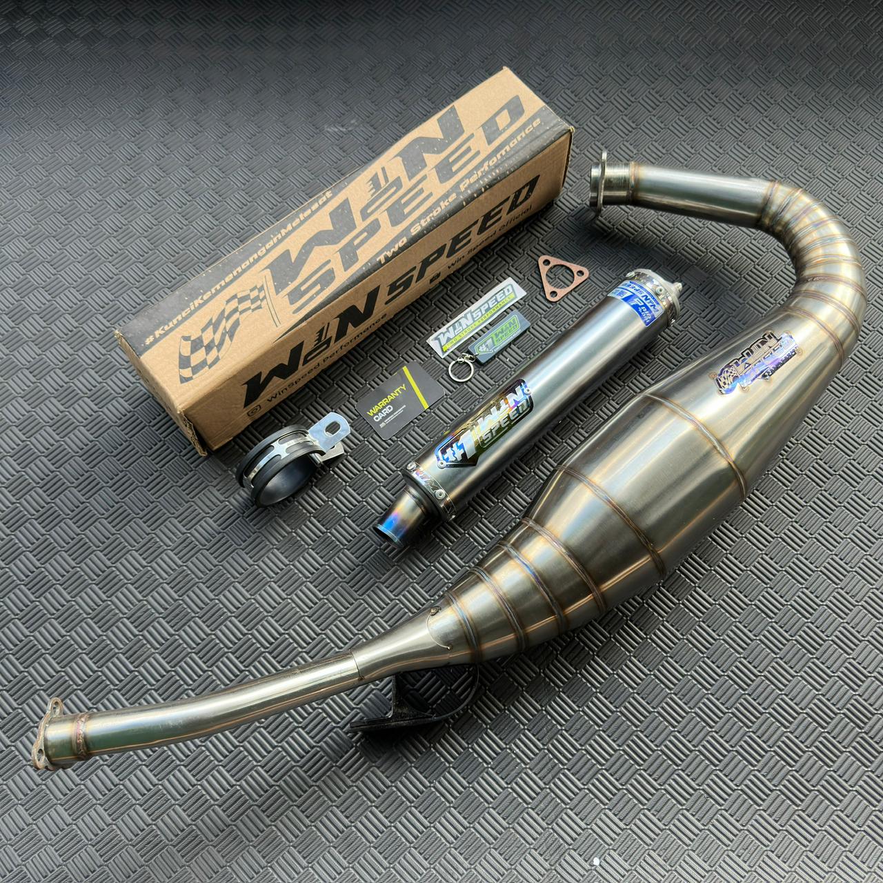 Fullsystem Silencers Stainlees Half Blue Series , Exhaust Chamber Step Standar, stainless steel worm welding , KR150, KRR150, KRR150ZX, Serpico - Image 3