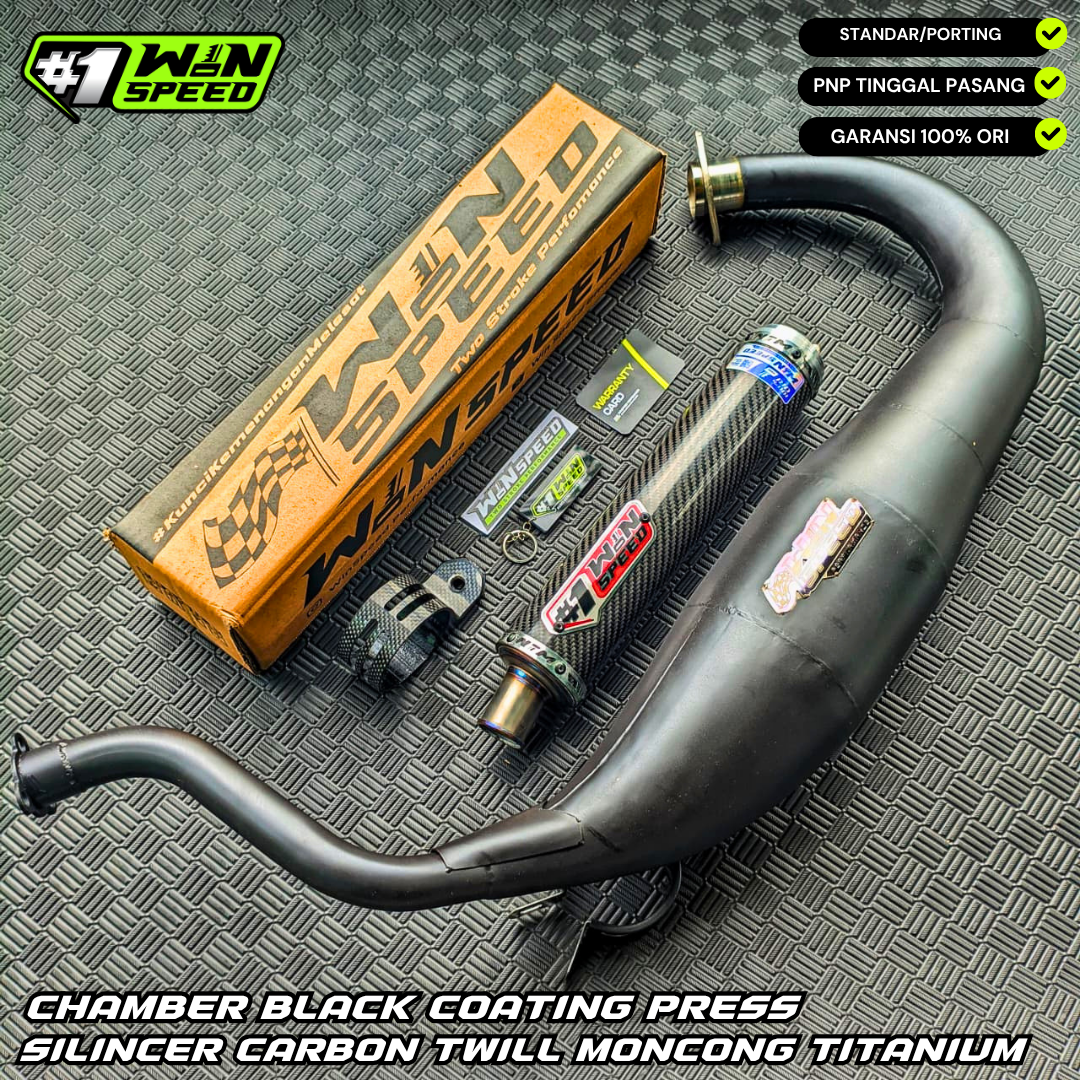 Fullsystem Silencers Carbon Twill Glossy Muzzle Titanium, Exhaust Chamber Super Cobra, Clearcoated Mild Steel Black Coating, KR150, KRR150, KRR150ZX, Serpico