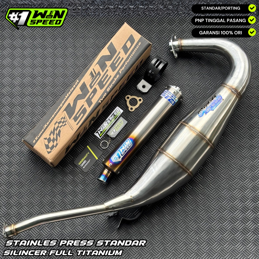 Fullsystem Silencers FULL TITANIUM, Exhaust Chamber Step Standar, Stainless Press , KR150, KRR150, KRR150ZX, Serpico