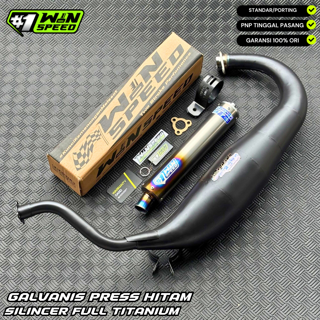 Fullsystem Silencers FULL TITANIUM , Exhaust Chamber Super Cobra, Clearcoated Mild Steel Black Coating, KR150, KRR150, KRR150ZX, Serpico