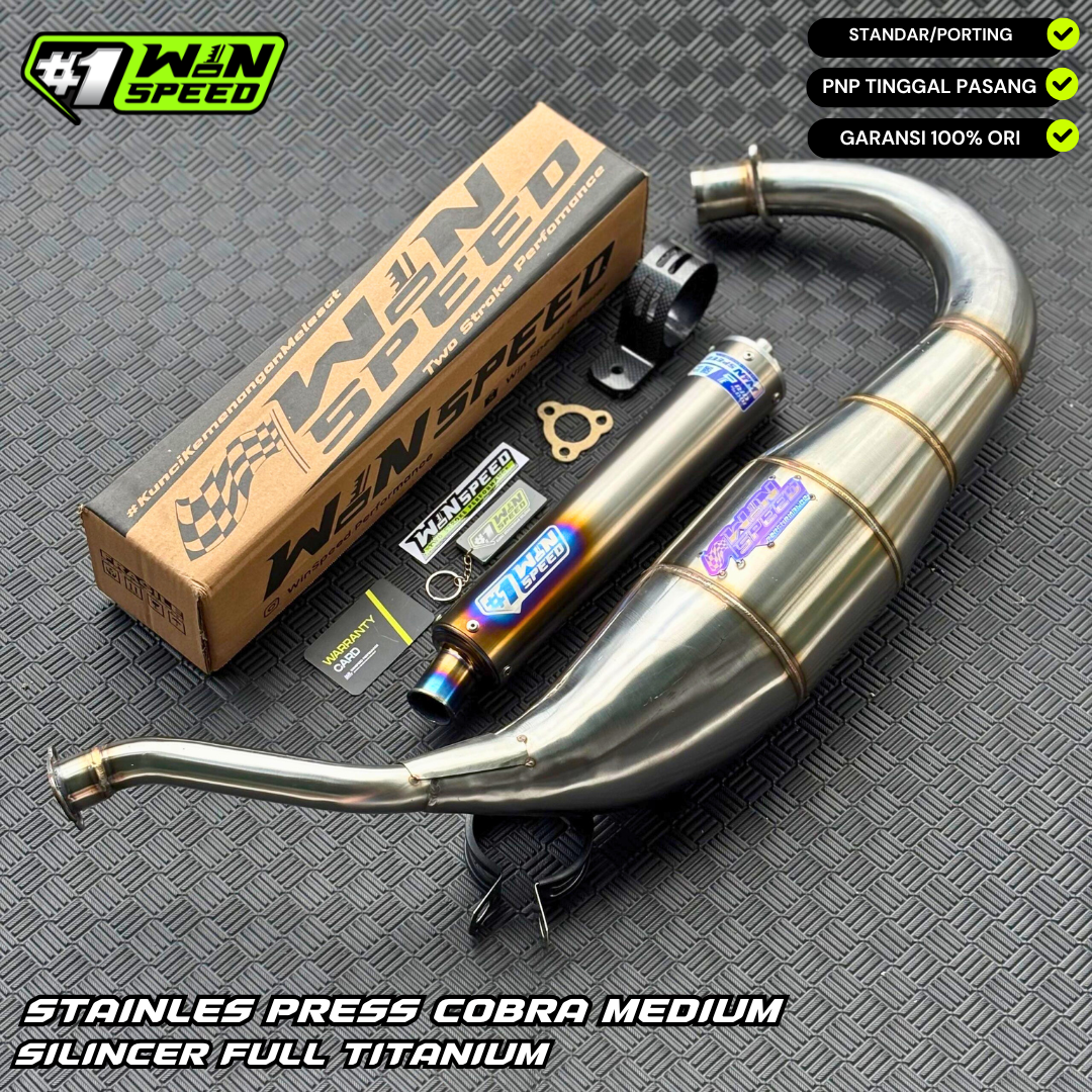 Fullsystem Silencers Full Titanium , Exhaust Chamber Cobra Medium, Stainless Press , KR150, KRR150, KRR150ZX, Serpico