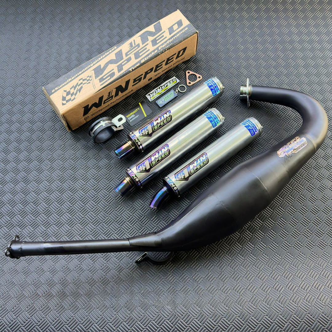 Fullsystem Silencers Almu Logo List Purple , Exhaust Chamber Step Standar, Clearcoated Mild Steel Black Coating, KR150, KRR150, KRR150ZX, Serpico - Image 2