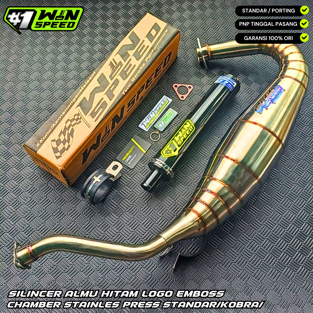 Fullsystem Silencers Aluminium Logo Sticker Black Coating Muzzle Straight CNC, Exhaust Chamber Semi Cobra, stainless steel worm welding , KR150, KRR150, KRR150ZX, Serpico