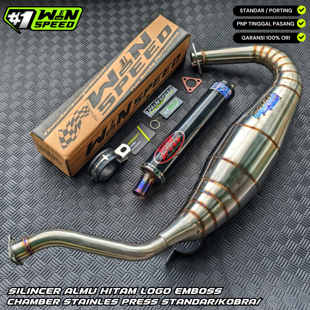 Fullsystem Silencers Aluminium Logo Red Black Coating Muzzle Straight CNC, Exhaust Chamber Semi Cobra, stainless steel worm welding , KR150, KRR150, KRR150ZX, Serpico