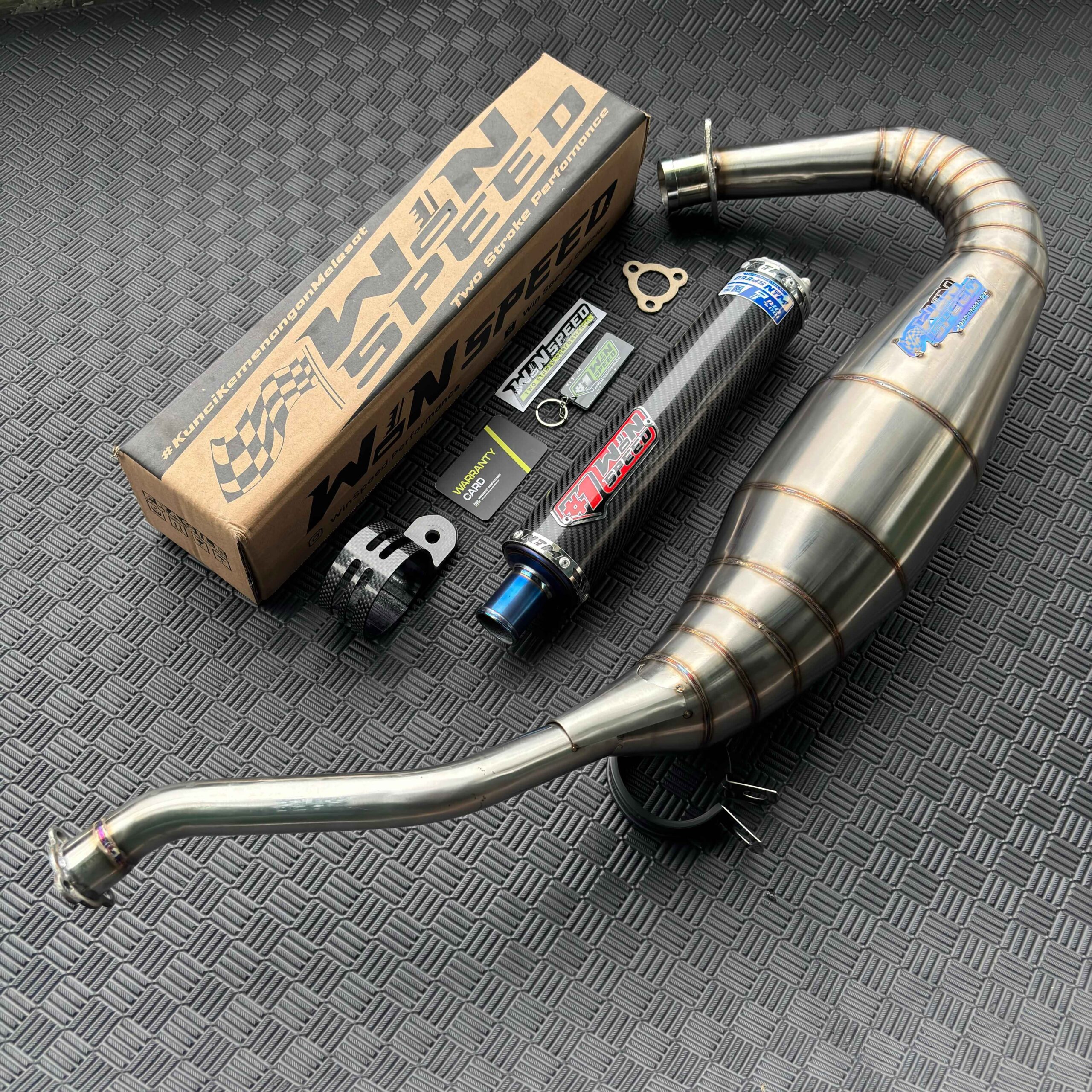 Fullsystem Silencers Carbon Twill Muzzle Titanium , Exhaust Chamber Semi Cobra, stainless steel worm welding , KR150, KRR150, KRR150ZX, Serpico - Image 2