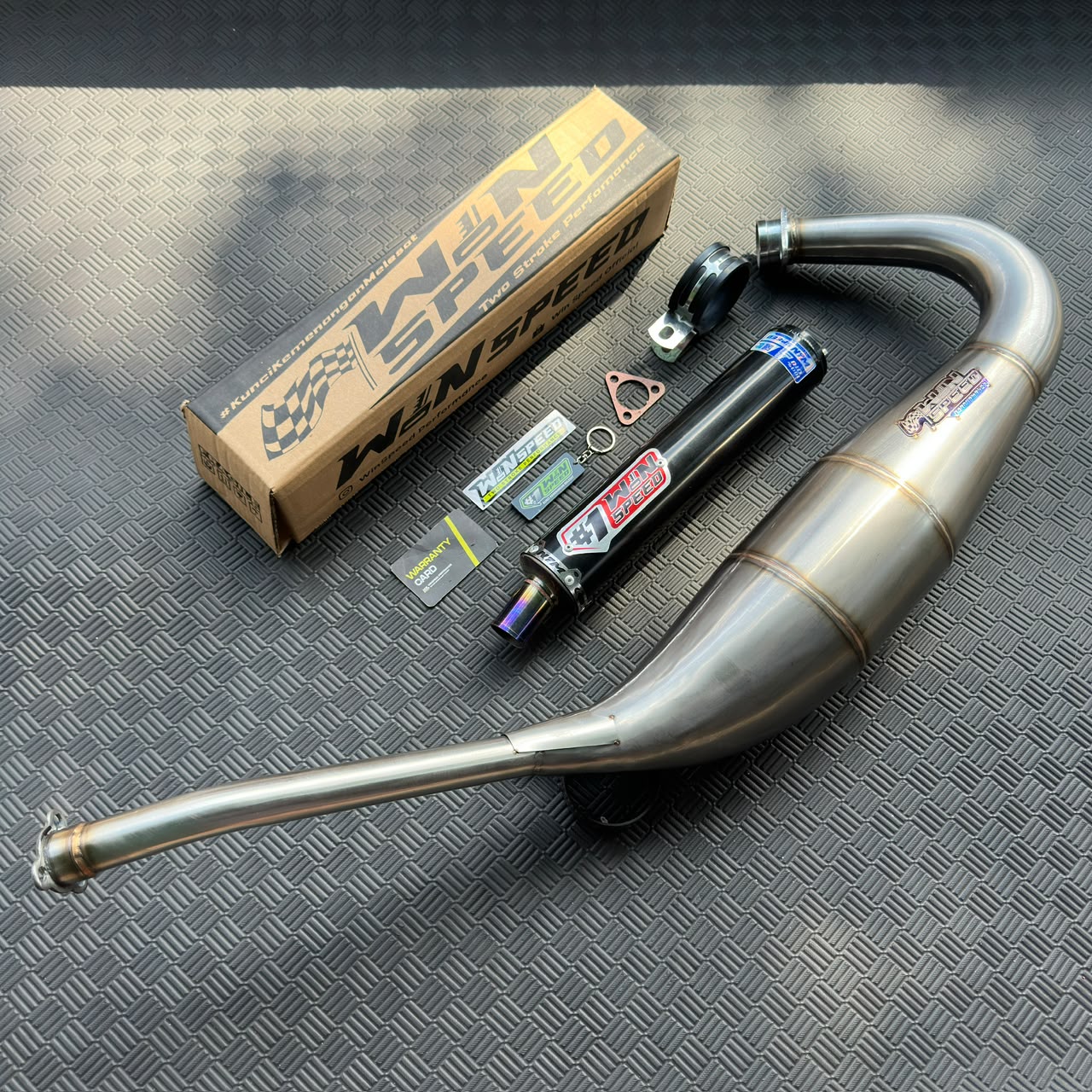 Fullsystem Silencers Alumunium Logo Red Black Coating , Exhaust Chamber Standar, Stainless Press , KR150, KRR150, KRR150ZX, Serpico