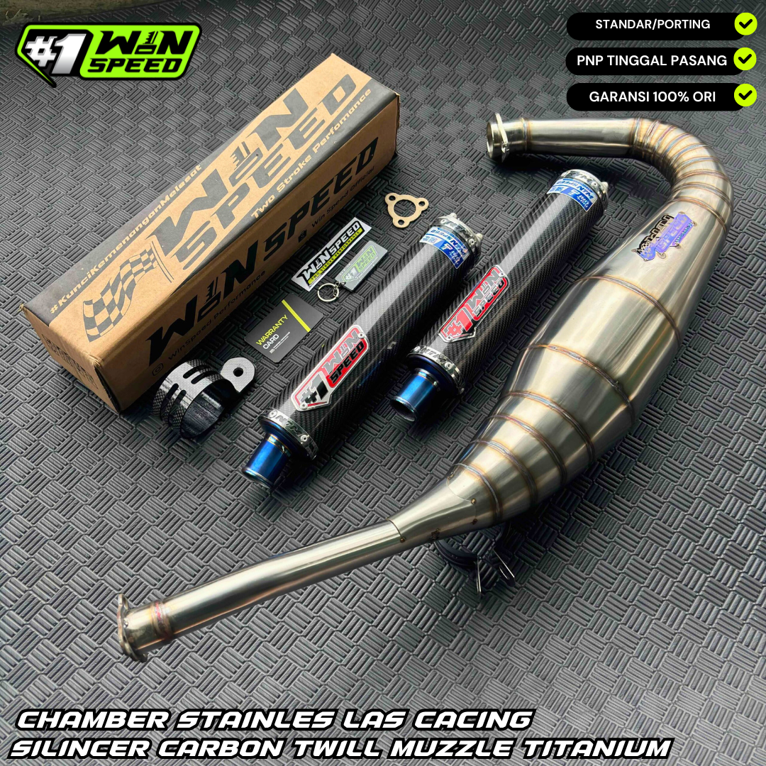Fullsystem Silencers Carbon Muzzle Full Titanium , Exhaust Chamber Step Standar, stainless steel worm welding , KR150, KRR150, KRR150ZX, Serpico