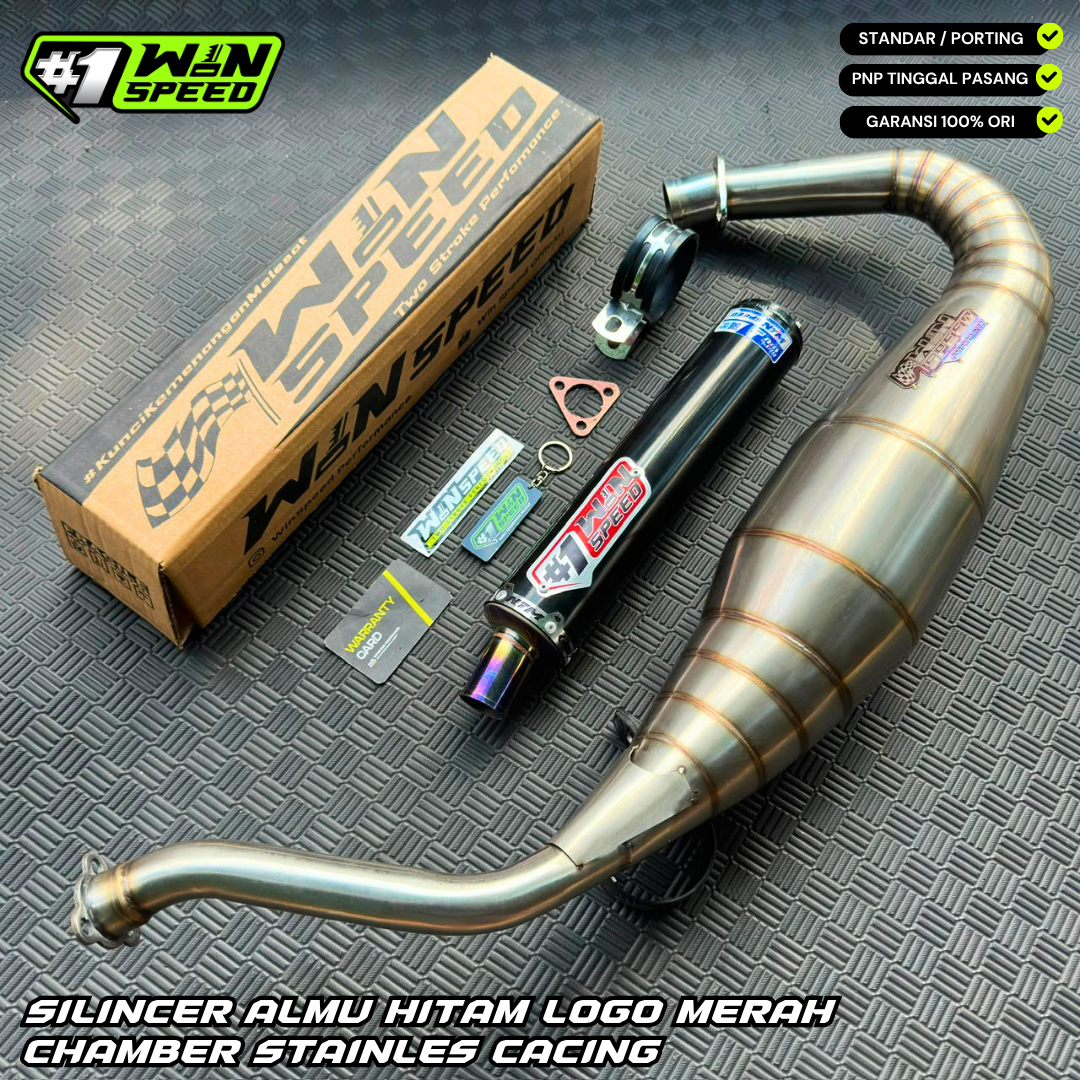 Fullsystem Silencers Aluminium Logo Red Black Coating Muzzle Straight CNC, Exhaust Chamber Semi Cobra, stainless steel worm welding , KR150, KRR150, KRR150ZX, Serpico