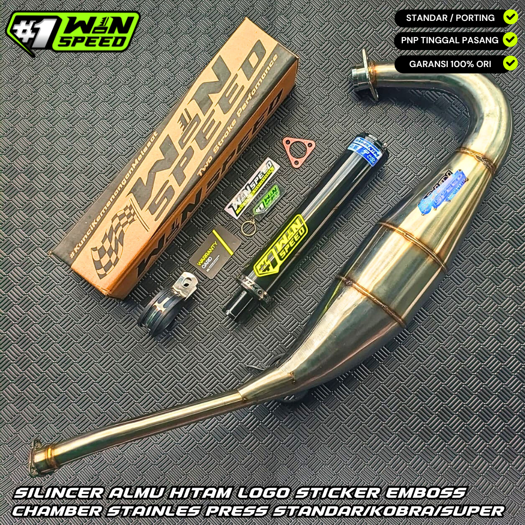 Fullsystem Silencers Alumunium Logo Red Black Coating , Exhaust Chamber Standar, Stainless Press , KR150, KRR150, KRR150ZX, Serpico