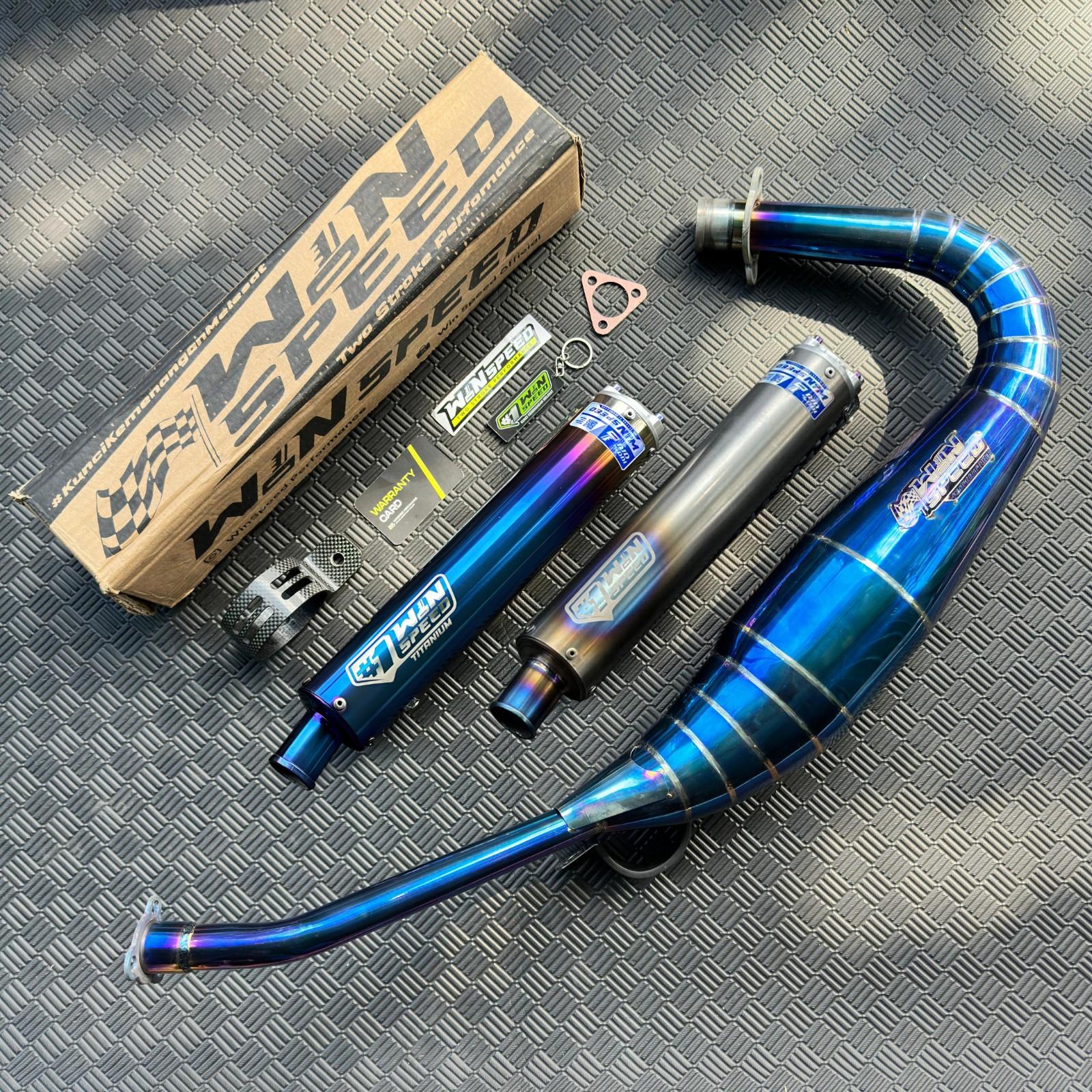 Fullsystem Silencer Full Titanium , Exhaust Chamber Stainless Full Blue PDK undercarriage model , YAMAHA RX KING | RXS | RX SERIES