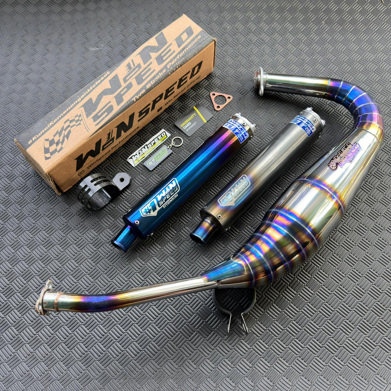 Fullsystem Silencer Full Titanium , Exhaust Chamber Stainless Half Blue PDK undercarriage model , YAMAHA RX KING | RXS | RX SERIES